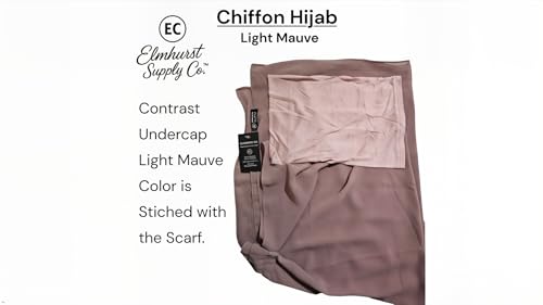 Women's Magnetic Hijab with Stitched Undercap - No Pin Chiffon Prayer Scarf - color: Light Mauve