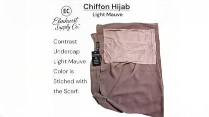 Women's Magnetic Hijab with Stitched Undercap - No Pin Chiffon Prayer Scarf - color: Light Mauve