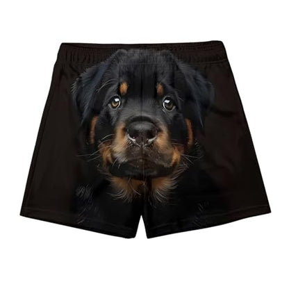 Ctreela Men's Funny Dog 3D Graphic Yellow Loose Fit Summer Beach Shorts - color: Black, size: 3X-Large
