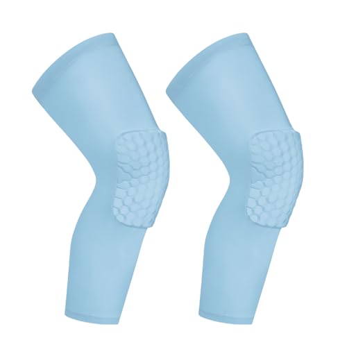 BaronHong Hex Knee Sleeve Compression Pads Knee Pads Wrestling Brace Leg Honeycomb Pad for Volleyball Basketball Adult Youth - color: Light-blue, size: Large