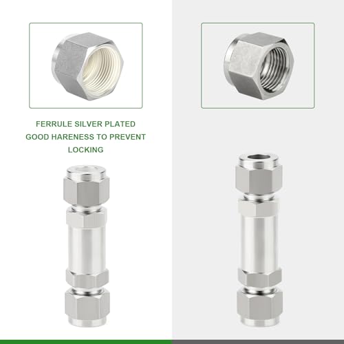 1PCS 316L Stainless Steel 1/2" Tube OD Check Valve(Ferrule Silver Plated),Backflow Prevention,One Way Non-Return Check Valves - size: 1/2" Tube OD