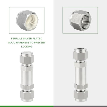 1PCS 316L Stainless Steel 1/2" Tube OD Check Valve(Ferrule Silver Plated),Backflow Prevention,One Way Non-Return Check Valves - size: 1/2" Tube OD