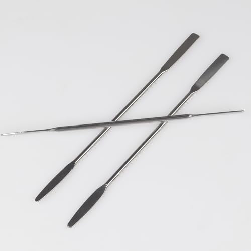 3-Pack Stainless Steel Micro Spatula, Double-Ended Lab Spatula with Tapered & Flat Tips for Laboratory, Research & Industrial Use