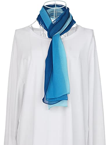 uxcell Women'sChiffon Sheer Long Scarf Silky Gradient Party - color: Dark Light Blue
