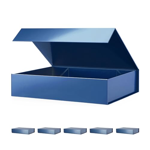 PACKHOME 6 Gift Boxes 11.5x8x2.5 Inches, Sturdy Shirt Boxes with Magnetic Lids for Multiple Occasions (Glossy Blue) - color: 11x7.8x2.3 Inch-Blue-Pack of 6
