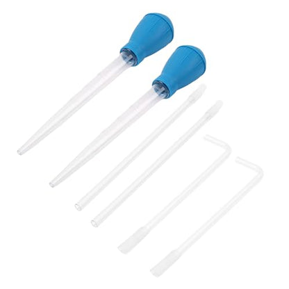 2 Set Manual Fish Tank Cleaning Tools with Extension Pipe and L Shaped Extension Pipe,30ml Aquarium Water Changer,28.9 Inches Siphon Dropper for Fish Bowl Waste Remover,Coral Feeder(Blue)