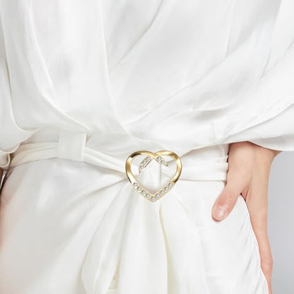 10 PCS Scarf Rings for Women, T-Shirt Tie Clips with 1 Storage Bag, Pearl Belt Buckles, Dress Cinch Clip, Silk Scarf Ring, Pearl/Heart-Shaped Buckles For Clothes Hat Belt Decor