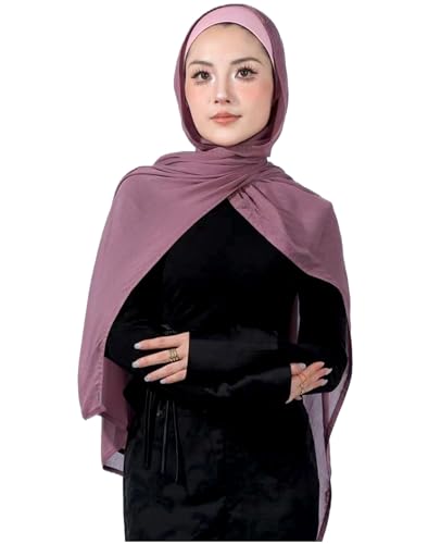 Modal Cotton Hijab Scarf for Women with Undercap Set - color: Dusty Rose