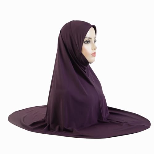 Instant Hijab for Women Muslim Stretchy Prayer Hijab Islamic Headscarf - color: Dark Purple