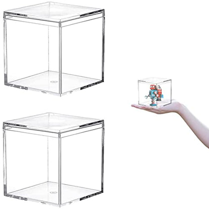 Acrylic Box Clear Display Box with Lid Plastic Square Cube Storage Candy Box Wedding Party Favor - size: 3.4 x 3.4 x 3.4 Inch