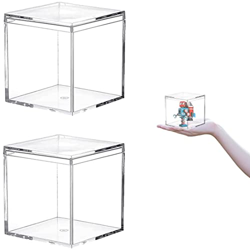 Acrylic Box Clear Display Box with Lid Plastic Square Cube Storage Candy Box Wedding Party Favor - size: 3.4 x 3.4 x 3.4 Inch