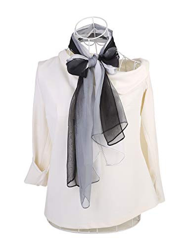 uxcell Women'sChiffon Sheer Long Scarf Silky Gradient Party - color: Black White