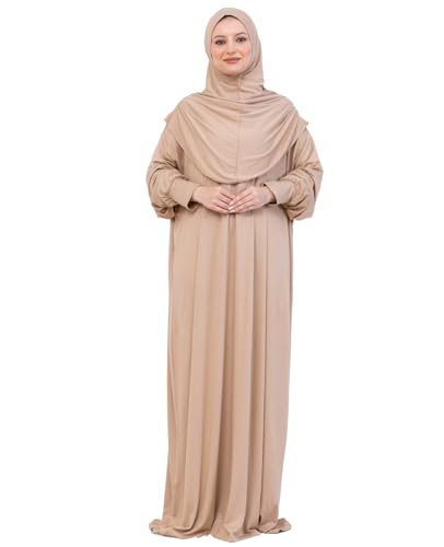 Prien Prayer Dress For Women, Cotton Muslim Abaya, Soft Hijab, Elegant Turkish Islamic Wear For Eid, Ramadan, Umrah, Hajj - color: Deep Mink