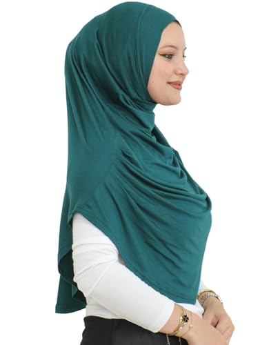 Prien Ready To Wear Hijab For Women, Instant Turban, Soft Muslim Scarf For Prayer, Long Hijabs, Islamic Clothes, Jersey Abaya - color: Emerald