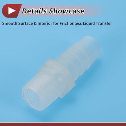 1 Set Aquarium Plastic Hose Barb Fitting 1/2" Barb G3/8 NPT Male Hose Adapter Clear PP