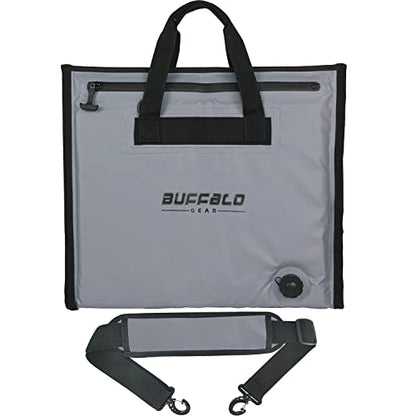 Buffalo Gear Insulated Cooler Bag - 20x18in Bait Cooler, Waterproof Fish Kill Bag - color: Gray