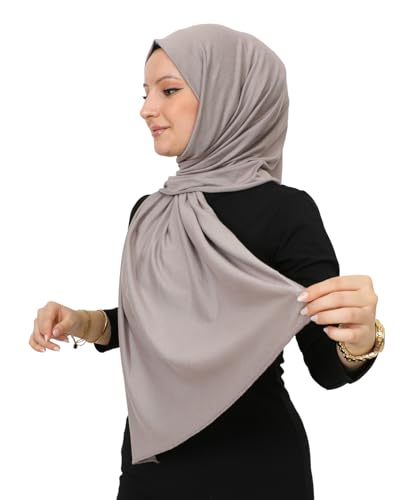Prien Hijab for Women Viscose Scarf Lightweight Muslim Hijabs Long Shawl Islamic Scarves Turkey Silk Headscarf for Womens - color: Light Mink