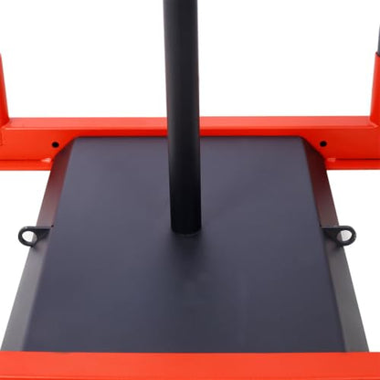 Weight Training Sled, Heavy Duty Steel Push Pull Sled Fitness Speed Strength Training Equipment with Removable Poles and Harness, Adjustable 1" 2" Plate Compatible Workout Sled for Outdoor Training