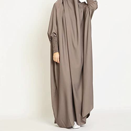 ODIZLI Muslim One Piece Prayer Hijab Dress Women Hooded Abaya Full Cover Islam Dubai Modest Robe - color: Gray, size: One Size