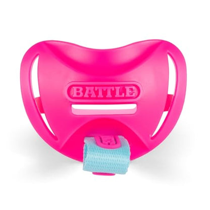 Battle Sports Speedtab F7 Football Mouthguard, Pink | No-boil design ready to use out of the package, Braces compatible, Pull tab finger strap for quick removal, Secure fit - color: Pink
