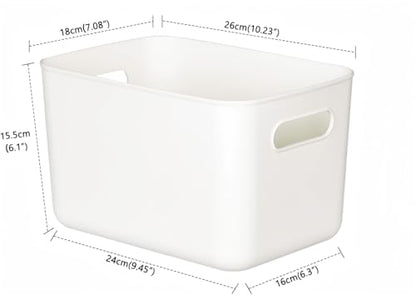 Set Of 6 Plastic Storage Bins,10×7×6 inch Versatile Kitchen Pantry Organization and Storage,for Plastic Storage Container Under Bed,Under Sink Bathroom Organizer (White, 6XS) - size: 6 XS