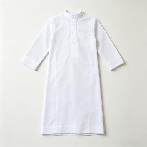 Traditional Boys Muslim Thobe - Kids Long Sleeve Arabic Robe, Middle Eastern Style Islamic Jubba Kandura for Children, White