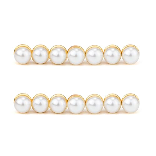 14 Sets Wedding Veil Weights, Magnetic Pearls Double Sided Pearl Magnets Artificial Pearls Magnetic Button Strong Hijab Magnets for Wedding Dress Clothes Scarves Women Girls Bridal (Gold)