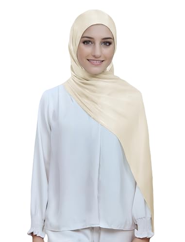 Lina & Lily Sheen Shimmer Women's Crepe Scarf Shawl Wrap Head Hijab Lightweight - color: Beige