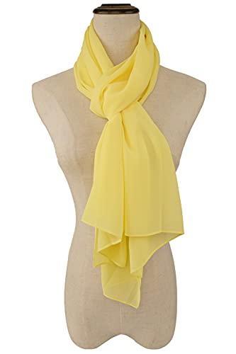 YOUR SMILE for Women Lightweight Breathable Solid Color Soft Chiffon Long Fashion Scarves Sun-proof Shawls Wrap - color: Yellow