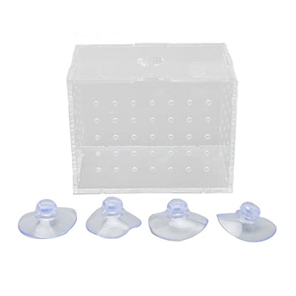 Fish Breeder Box, Aquarium Fish Breeding Box, High Transparency Acrylic Hatchery Incubator Tank with Suction Cups, Isolation Breeding Box for Baby Fishes Shrimp Clownfish, Easy to (9 * 6 * 7CM) - size: 9*6*7CM