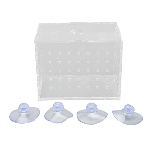 Fish Breeder Box, Aquarium Fish Breeding Box, High Transparency Acrylic Hatchery Incubator with Suction Cups for Baby Fish Shrimp Clownfish Isolation and Rearing (9 * 6 * 7CM) - size: 9*6*7CM