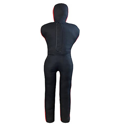 DALLX MMA Grappling Dummy BBJ Wrestling Brazilian Jiu Jitsu Punching Bag Judo Karate Throwing Boxing Fighting Dummy Self Defense Standing Position – UNFILLED - color: Black Red, size: 5 FT