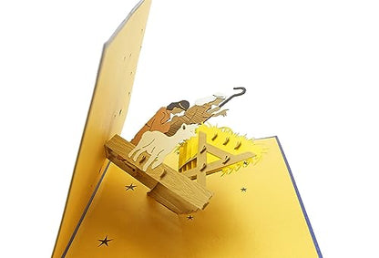 PopLife® Nativity Manger, Birth of Jesus Pop Up Christmas Card - Handmade 3D Holiday Greeting, Blank Merry Christmas Note, Small Stocking Present for Friends and Family - color: Nativity Manger