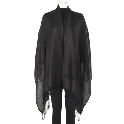 TUSHUSTY Pashmina Feel Rave Scarf Shawl Wrap for Women Men - color: Black Gray