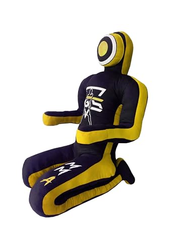PGS Grappling Dummy for Wrestling Brazilian Jiu Jitus MMA Punching Bag Judo Karate Practice Martial Arts Training Boxing Self Defense Dummy – UNFILLED - color: Black Yellow, size: 5FT (59 Inches)