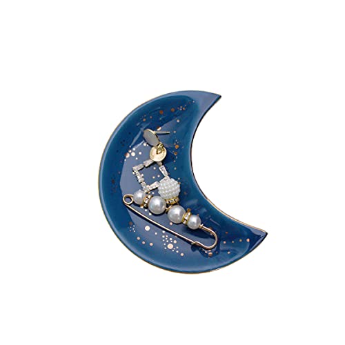 Soddeph Small Moon Ceramic Jewelry Tray, Decorative Trinket Dish, Ring Holder Plate, Modern Accent Tray for Bathroom, Nightstand, Entryway Table, Vanity (1, Blue) - color: Blue