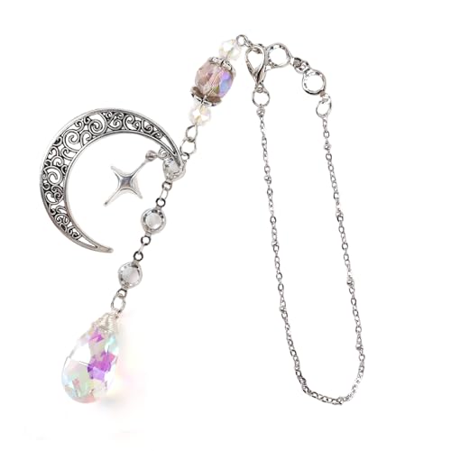 Moon Crystal Suncatcher Rearview Mirror Car Charms Suncatcher - style: Moon