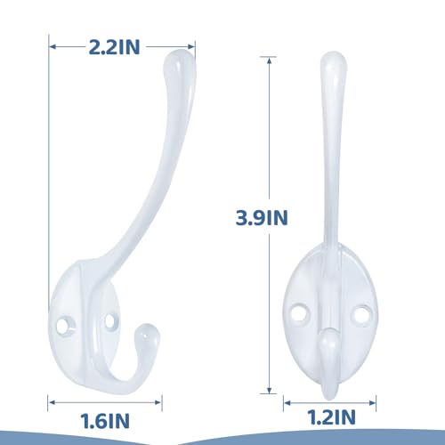 Wall Hooks for Hanging, 20-Pack Heavy Duty Metal Coat Hooks, for Living Room, Bathroom, Kitchen, Bedroom for Towel, Hat, Key, Closet, Bag (White) - color: 20pack-White