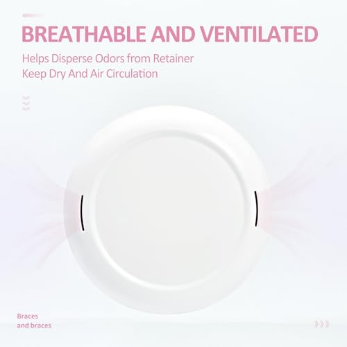 Retainer Case Slim Aligner Case with Vent Holes Removable Inner Tray Silicone for Easy Cleaning, Retainer Removal Tool and Brush (White Pink) - color: White Pink
