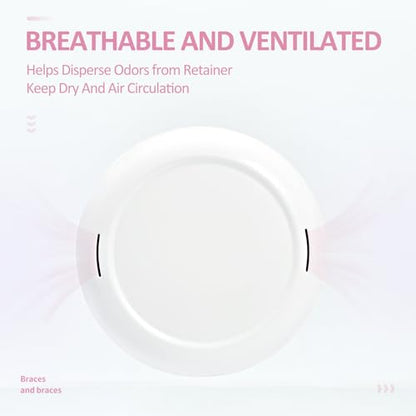 Retainer Case Slim Aligner Case with Vent Holes Removable Inner Tray Silicone for Easy Cleaning, Retainer Removal Tool and Brush (White Pink) - color: White Pink
