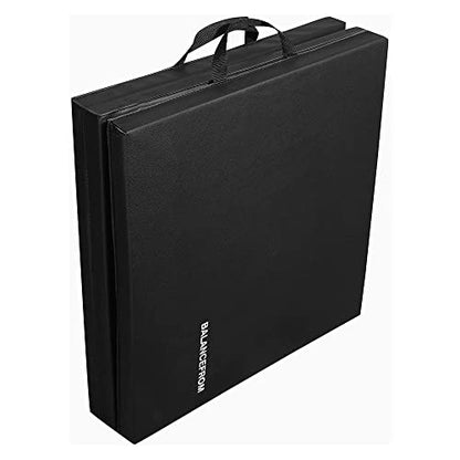 BalanceFrom 6x2 Feet 3-Panel Folding Gymnastics Mat – 1.5-Inch Thick Pad with Vinyl Surface and Carrying Handles for Tumbling, Yoga, Pilates, Home Workouts, and Martial Arts - color: Black