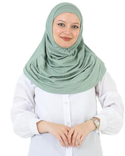 Prien Chic Ready To Wear Hijab For Women, Muslim Long Turban Undercap Set, Instant Scarf, Prayer Clothes For Girls, Abaya - color: Light Green