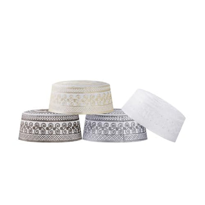 SIQITECHNO Men Muslim Prayer Kufi Hat Embroidered Kofia Topi Islam Kufi Hat Arab Hajj Mosque Prayer Headwear Ramadan Eid - color: Style A, 4pcs