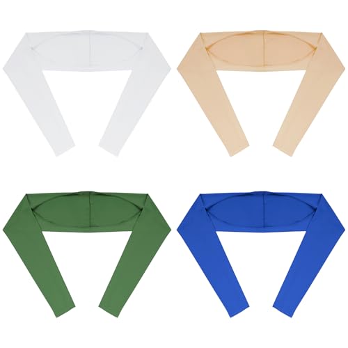Yookat 4 Pieces Cooling Shawl Golf Cooling Shawl Arm Sleeve Sun Protection Golf Shrug for Women Men Outdoor Sports - color: Nude, Blue, Green, White