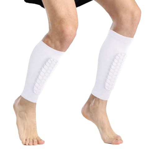 2 Pack Soccer Shin Guards Soccer Adult, Soccer Shin Guards for Kids Soccer Shin Pad with Honeycomb Pads, Shin Defender Shin Guard Sleeves, Ski Shin Guards Ski Shin Pads - color: White, size: Small