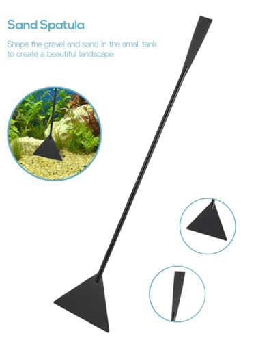 4-Piece Aquarium Tool Set, Curved Scissors, Tweezers, Sand Spatula & Fish Net for and Tank Cleaning
