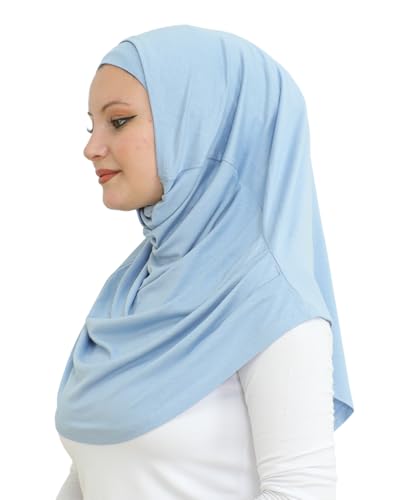 Prien Chic Ready To Wear Hijab For Women, Muslim Long Turban Undercap Set, Instant Scarf, Prayer Clothes For Girls, Abaya - color: Light Blue