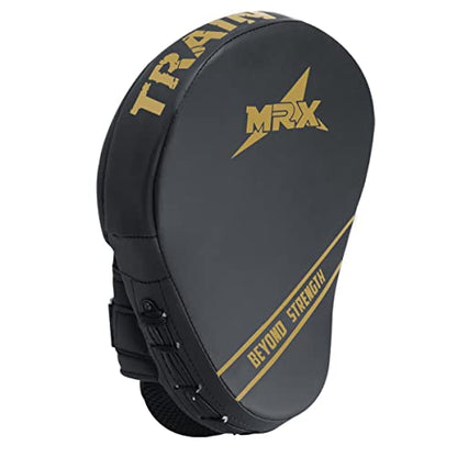 MRX Gel Tech Boxing Hook & Jab Pads MMA Focus Punching Mitts Training Thai Kick Strike Shield Curved Black/White - color: Black/Golden