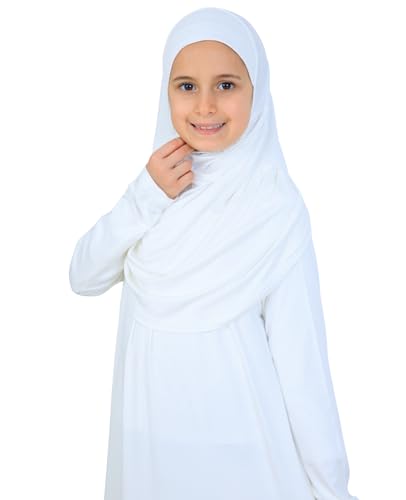 Prien Kids Muslim Prayer Dress With Hijab & Pouch, Soft Viscose Abaya For Girls, Islamic Clothes, Robe For Eid, Ramadan - color: Cream