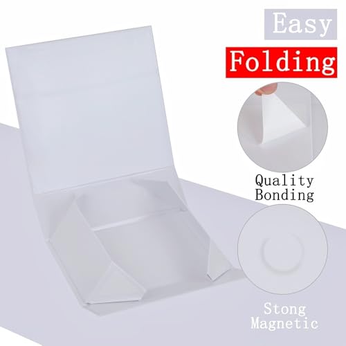 UoeRing 6 Pcs White Gift Box 11.5x8x4 Inch with Magnetic Lid | Collapsible Luxury Present Box,for Birthday,Christmas Holiday Gift Includes Card,Ribbon,Tissue Paper & Shredded Filler - color: 11.5x8x4 Inch-White-Pack of 6